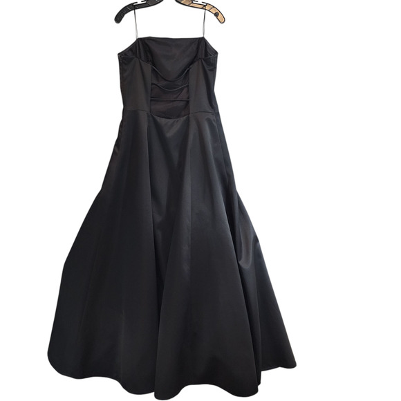 Vtg ABS Evening Allen Schwartz Gown sz 12 Women Black Maxi Dress Formal Prom USA - Picture 2 of 14